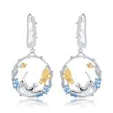 Animal Design 925 Silver Topaz Drop Earrings for Women